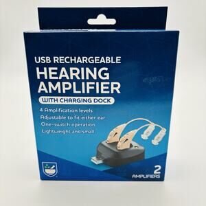 Riteaid USB Rechargeable Hearing Amplifier with Charging Dock - Brand New.